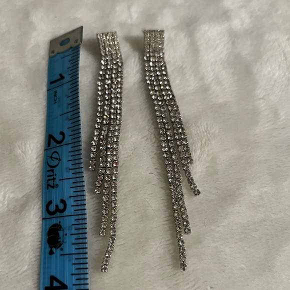 Rhinestone Dangle Earrings - Picture 2 of 2